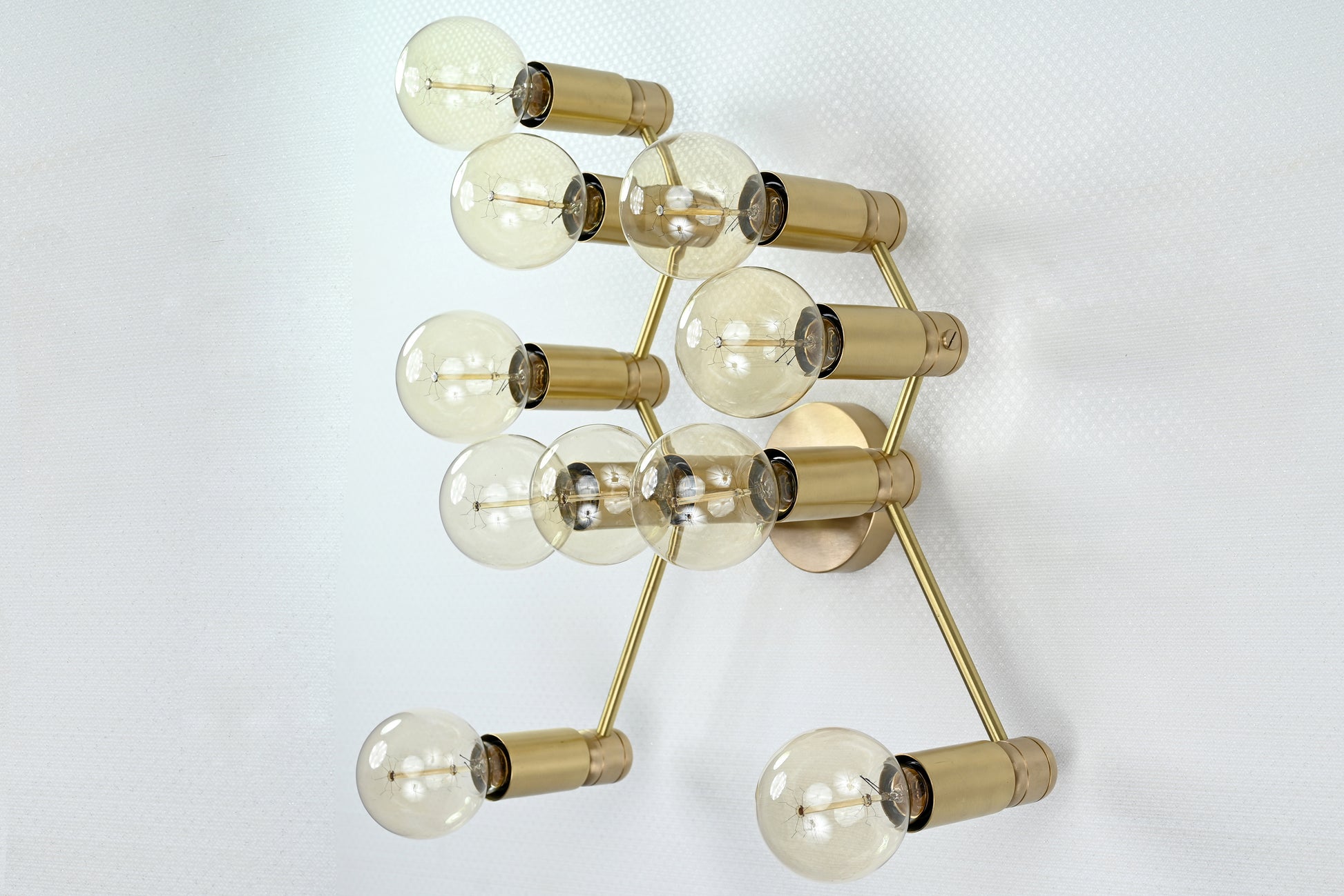 Large 10 Lights Wall Fixture, Brass Bare Bulb Wall Sconce - 32551