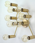 Large 10 Lights Wall Fixture, Brass Bare Bulb Wall Sconce - 32551