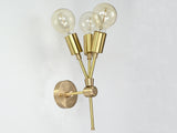 Mid-Century Triple-Light Customizable Wall Sconce | Brass Accent Lighting for Interior Elegance - 32552