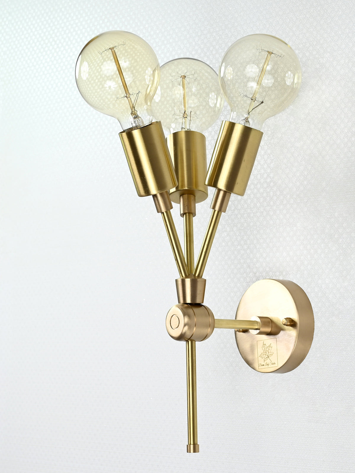 Mid-Century Triple-Light Customizable Wall Sconce | Brass Accent Lighting for Interior Elegance - 32552