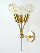 Mid-Century Triple-Light Customizable Wall Sconce | Brass Accent Lighting for Interior Elegance - 32552