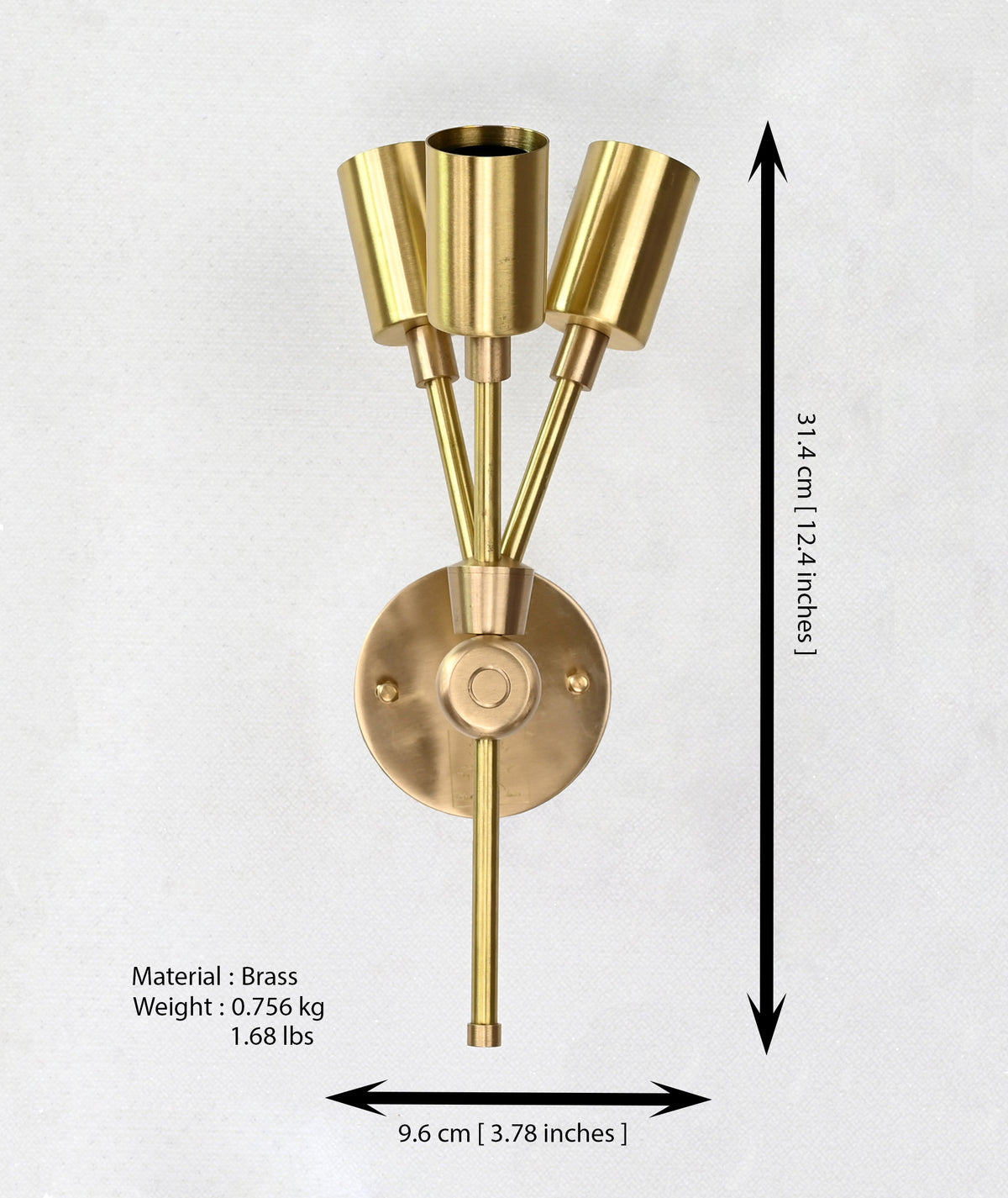 Mid-Century Triple-Light Customizable Wall Sconce | Brass Accent Lighting for Interior Elegance - 32552