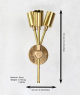 Mid-Century Triple-Light Customizable Wall Sconce | Brass Accent Lighting for Interior Elegance - 32552