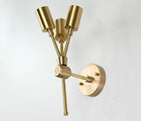 Mid-Century Triple-Light Customizable Wall Sconce | Brass Accent Lighting for Interior Elegance - 32552