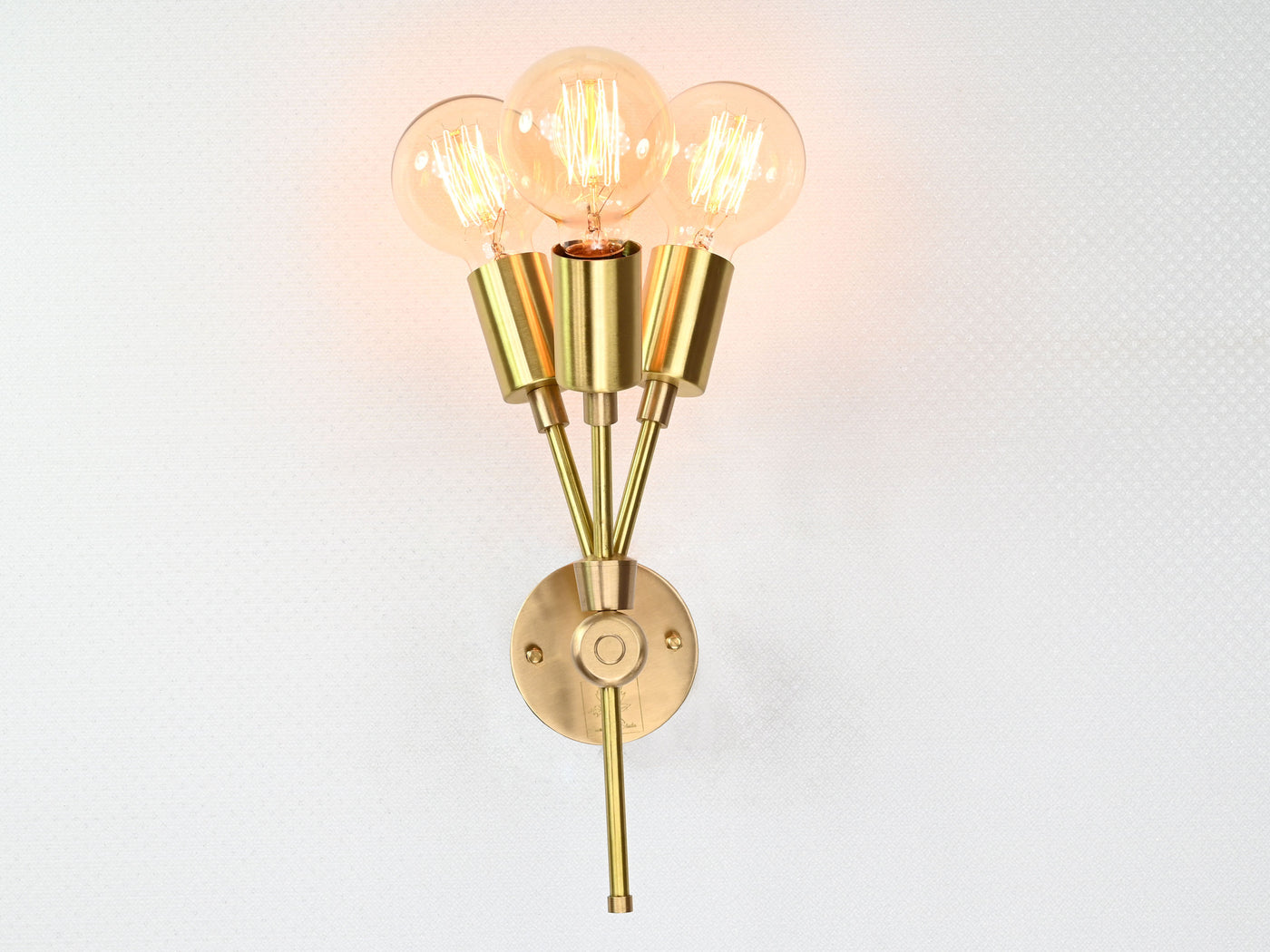 Mid-Century Triple-Light Customizable Wall Sconce | Brass Accent Lighting for Interior Elegance - 32552