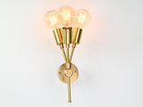 Mid-Century Triple-Light Customizable Wall Sconce | Brass Accent Lighting for Interior Elegance - 32552