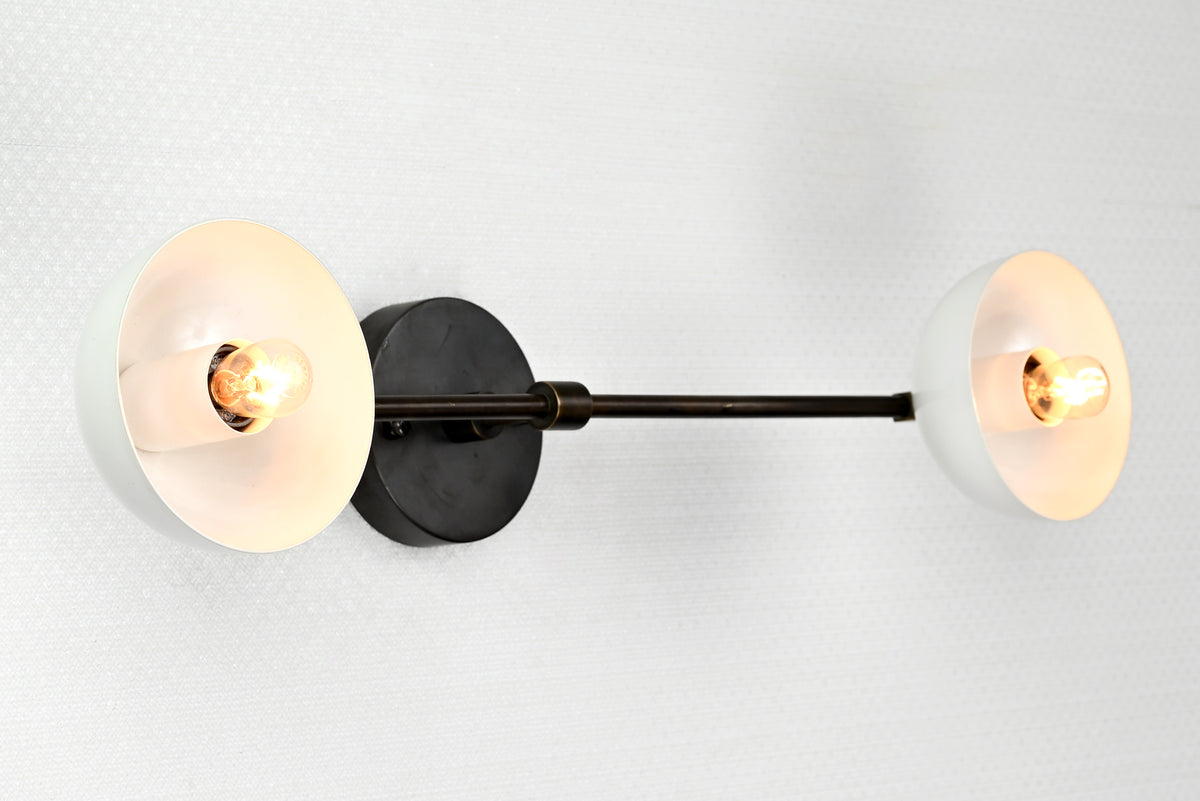 Modern Industrial Customizable Wall Sconce | Dual Cone Brass Lighting Fixture for Home Décor - 32553