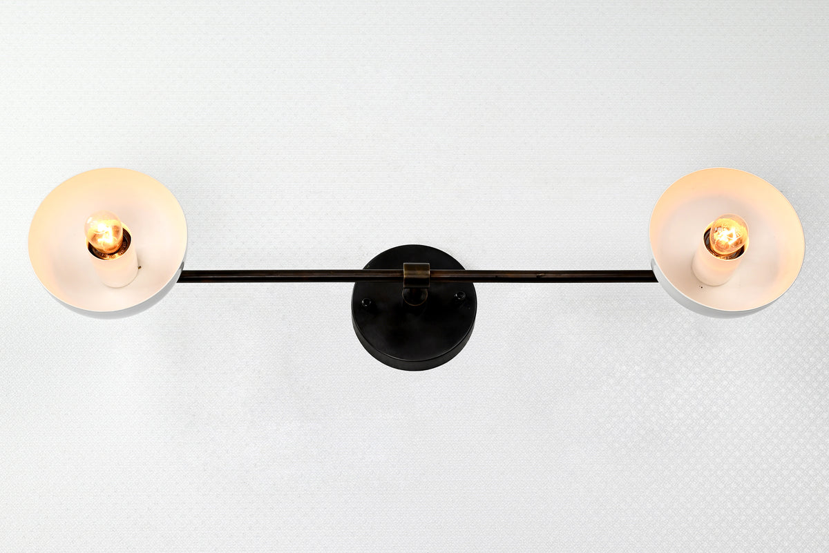 Modern Industrial Customizable Wall Sconce | Dual Cone Brass Lighting Fixture for Home Décor - 32553