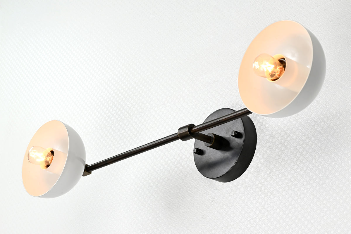 Modern Industrial Customizable Wall Sconce | Dual Cone Brass Lighting Fixture for Home Décor - 32553