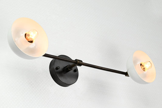 Modern Industrial Customizable Wall Sconce | Dual Cone Brass Lighting Fixture for Home Décor - 32553