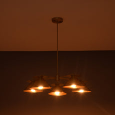 Industrial Brass Made, 5 Lights Brass Pendant Lamp 1950s Mid Century Modern Altona Sputnik Chandelier Light Fixture Brass Ceiling Designer Atomic Age Design