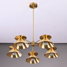 Industrial Brass Made, 5 Lights Brass Pendant Lamp 1950s Mid Century Modern Altona Sputnik Chandelier Light Fixture Brass Ceiling Designer Atomic Age Design