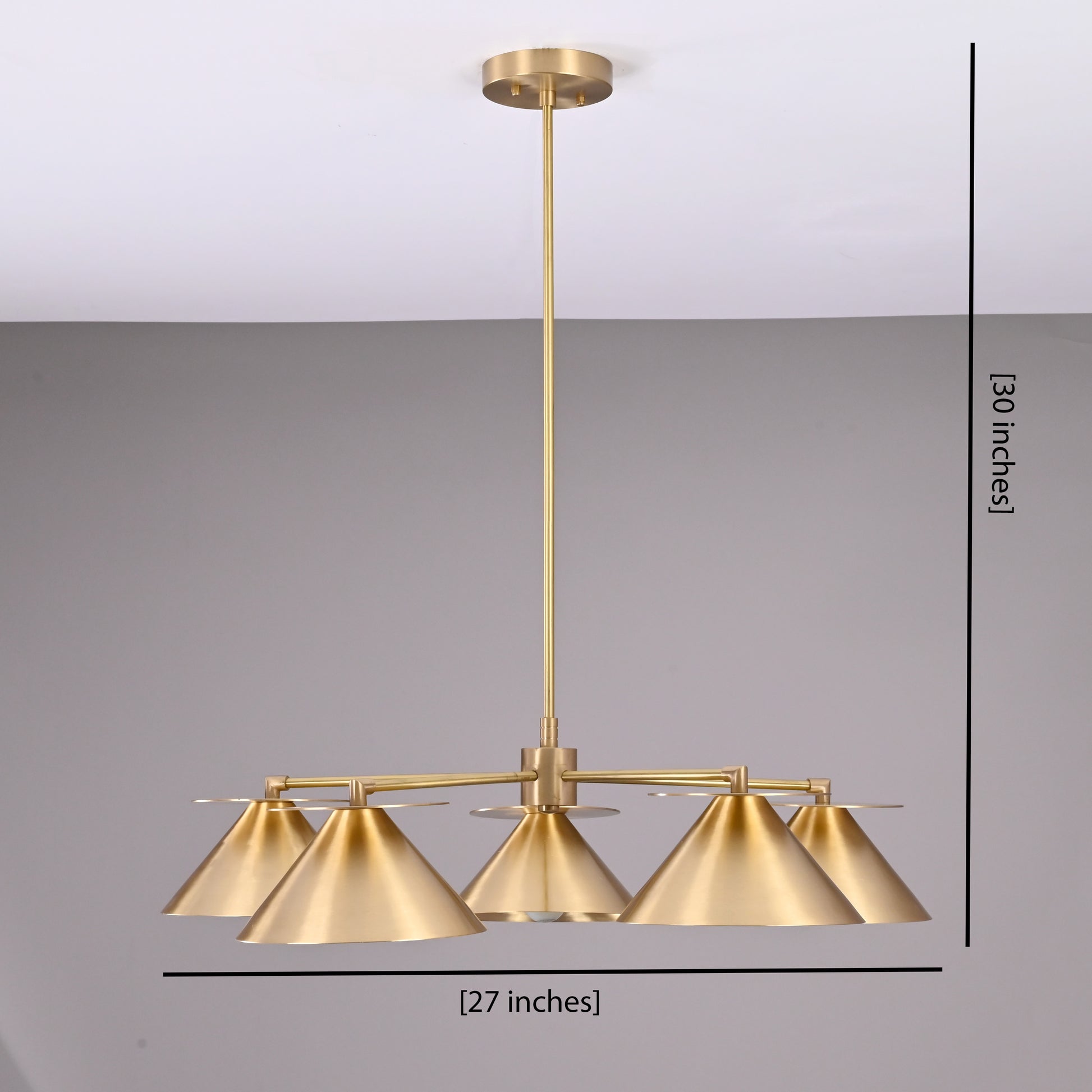 5 Arms Brass Sputnik Pendant Light 27" Wide - 32254