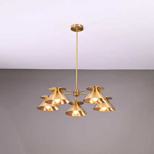 5 Arms Brass Sputnik Pendant Light 27" Wide - 32254