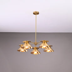 Industrial Brass Made, 5 Lights Brass Pendant Lamp 1950s Mid Century Modern Altona Sputnik Chandelier Light Fixture Brass Ceiling Designer Atomic Age Design