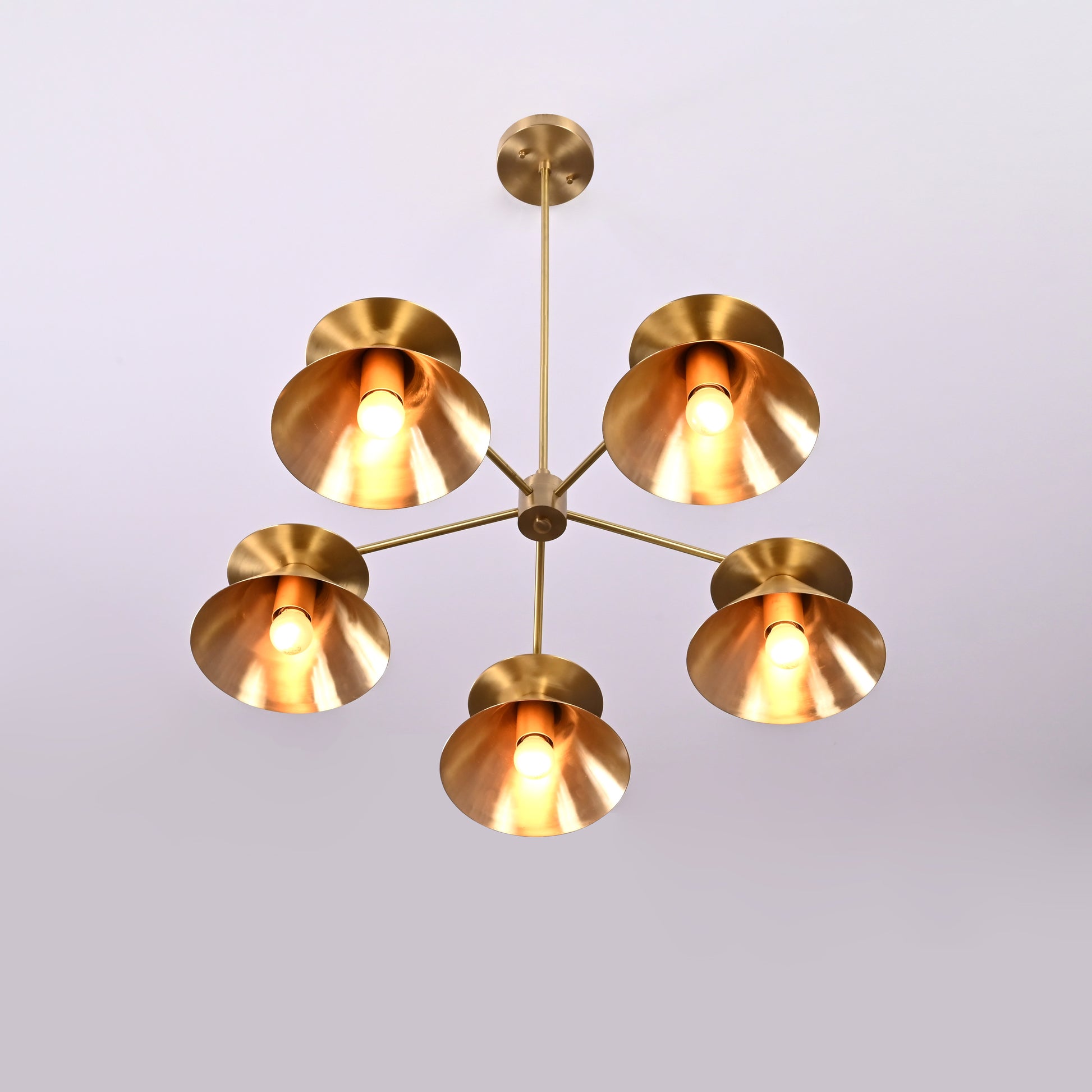 5 Arms Brass Sputnik Pendant Light 27" Wide - 32254