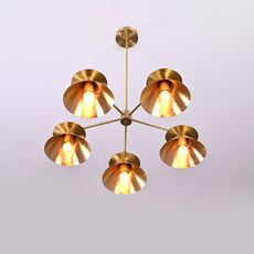 Industrial Brass Made, 5 Lights Brass Pendant Lamp 1950s Mid Century Modern Altona Sputnik Chandelier Light Fixture Brass Ceiling Designer Atomic Age Design