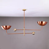 Modern Industrial Brass & Copper Pendant Light | Adjustable Custom Length | 2-Light Uplighting Ceiling Fixture | Handmade Lighting - 32255