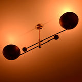 Modern Industrial Brass & Copper Pendant Light | Adjustable Custom Length | 2-Light Uplighting Ceiling Fixture | Handmade Lighting - 32255