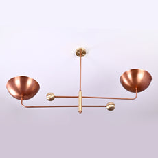 Brass Leaf Studio Industrial Brass Made, 2 Lights Large Brass Orbital Pendant Ceiling Lamp Curved Pendant Mid Century Modern Raw Copper Finish