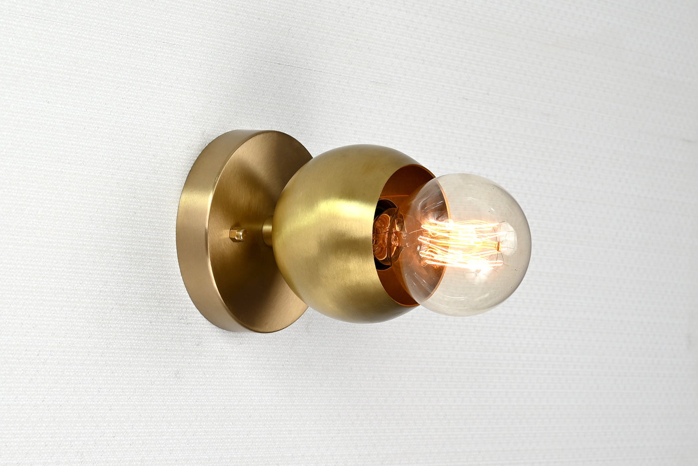 Mid-Century Modern Brass Wall Sconce | Globe Light Fixture | Customizable Handcrafted Design - 32556