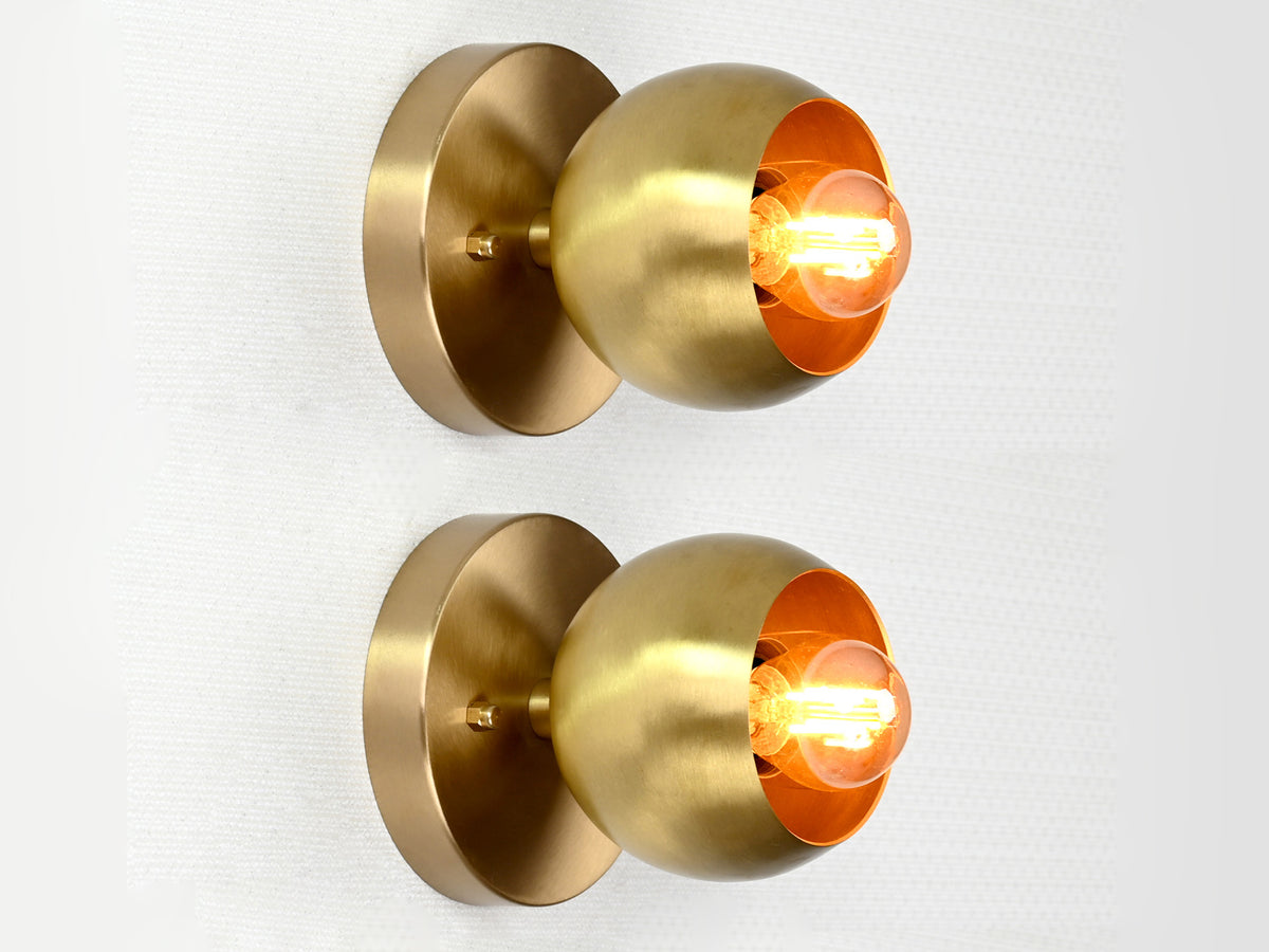 Mid-Century Modern Brass Wall Sconce | Globe Light Fixture | Customizable Handcrafted Design - 32556