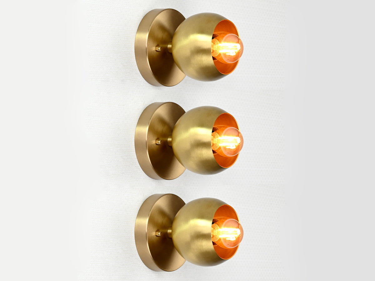 Mid-Century Modern Brass Wall Sconce | Globe Light Fixture | Customizable Handcrafted Design - 32556