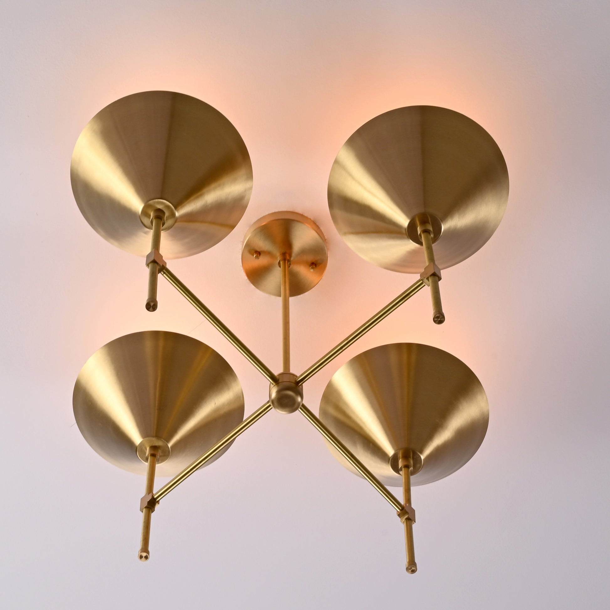 4 Arms Brass Ceiling Light 24" Wide - 32257