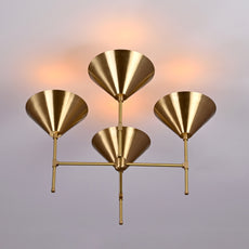 Industrial Brass Made, 4 Lights Brass Pendant Lamp 1950s Mid Century Modern Altona Sputnik Chandelier Light Fixture Brass Ceiling Designer Atomic Age Design