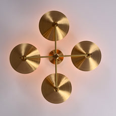 Industrial Brass Made, 4 Lights Brass Pendant Lamp 1950s Mid Century Modern Altona Sputnik Chandelier Light Fixture Brass Ceiling Designer Atomic Age Design
