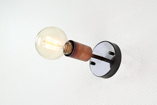 Industrial Modern Brass Wall Sconce | Compact Adjustable Spotlight | Customizable Handcrafted Fixture - 32557