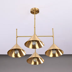 Industrial Brass Made, 4 Lights Brass Pendant Lamp 1950s Mid Century Modern Altona Sputnik Chandelier Light Fixture Brass Ceiling Designer Atomic Age Design