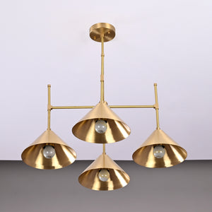 Industrial Brass Made, 4 Lights Brass Pendant Lamp 1950s Mid Century Modern Altona Sputnik Chandelier Light Fixture Brass Ceiling Designer Atomic Age Design