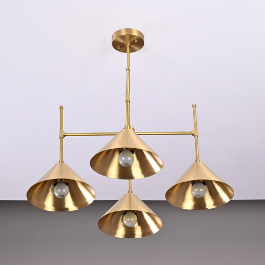 Industrial Brass Made, 4 Lights Brass Pendant Lamp 1950s Mid Century Modern Altona Sputnik Chandelier Light Fixture Brass Ceiling Designer Atomic Age Design