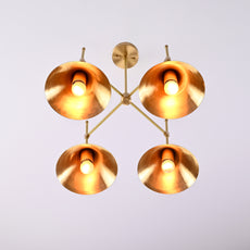 Industrial Brass Made, 4 Lights Brass Pendant Lamp 1950s Mid Century Modern Altona Sputnik Chandelier Light Fixture Brass Ceiling Designer Atomic Age Design
