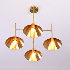 Industrial Brass Made, 4 Lights Brass Pendant Lamp 1950s Mid Century Modern Altona Sputnik Chandelier Light Fixture Brass Ceiling Designer Atomic Age Design