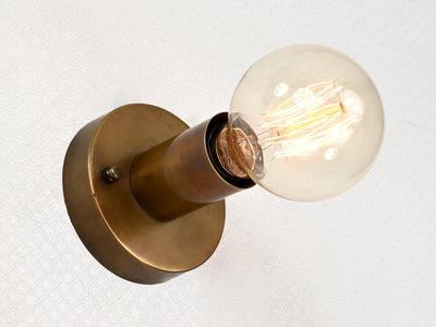 Industrial Minimalist Brass Wall Sconce | Compact Cylindrical Spotlight | Customizable Fixture - 32558