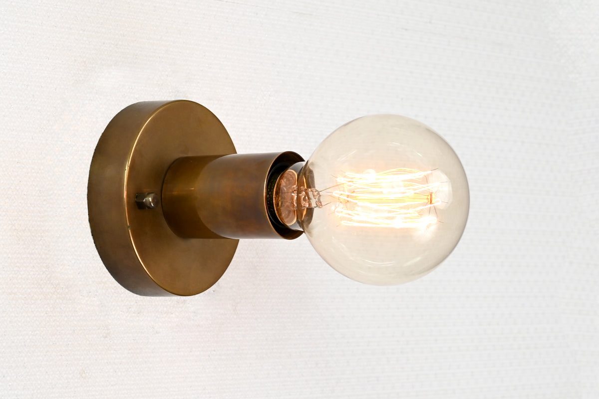 Industrial Minimalist Brass Wall Sconce | Compact Cylindrical Spotlight | Customizable Fixture - 32558