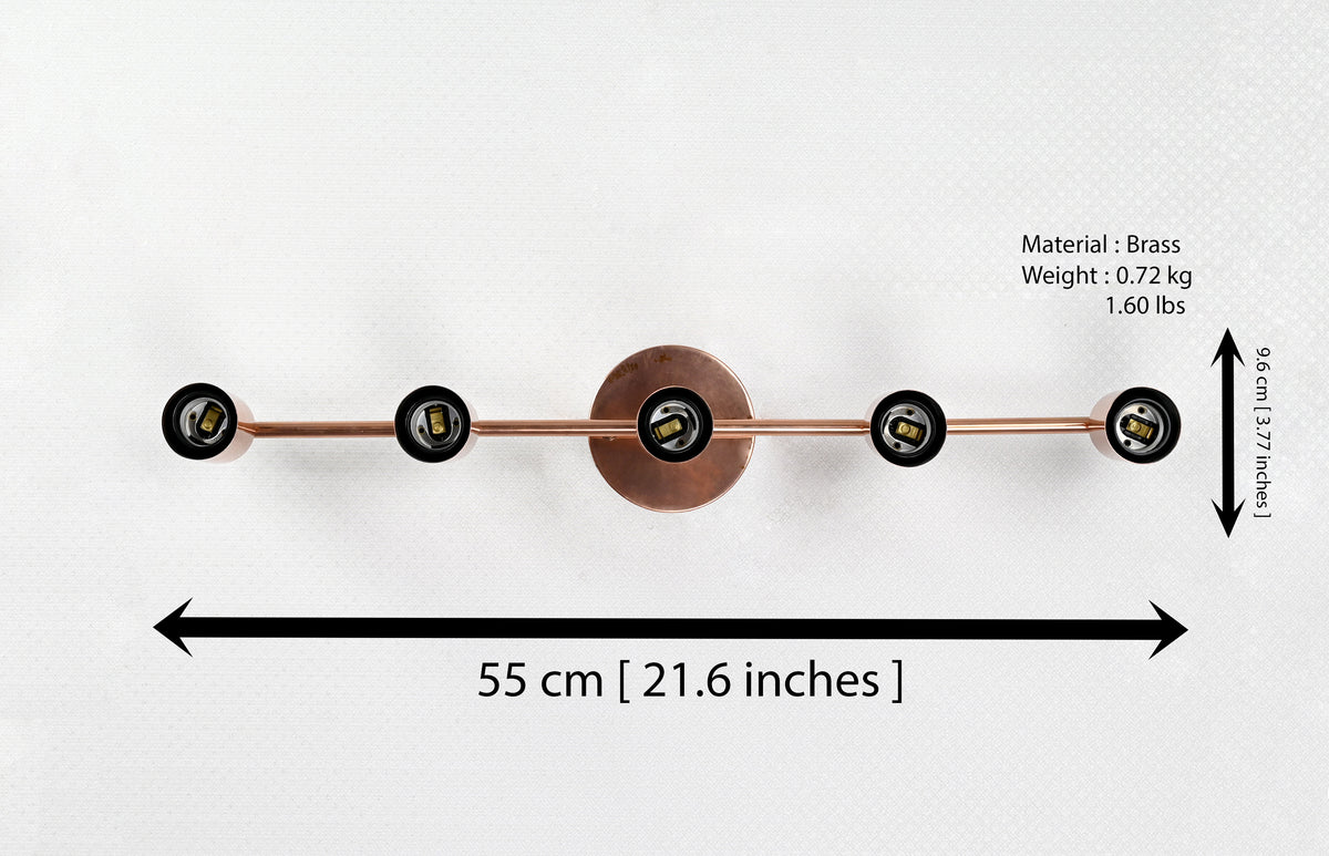 Modern Linear Brass Wall Sconce | 5-Light Horizontal Fixture | Customizable Lighting Solution - 32559