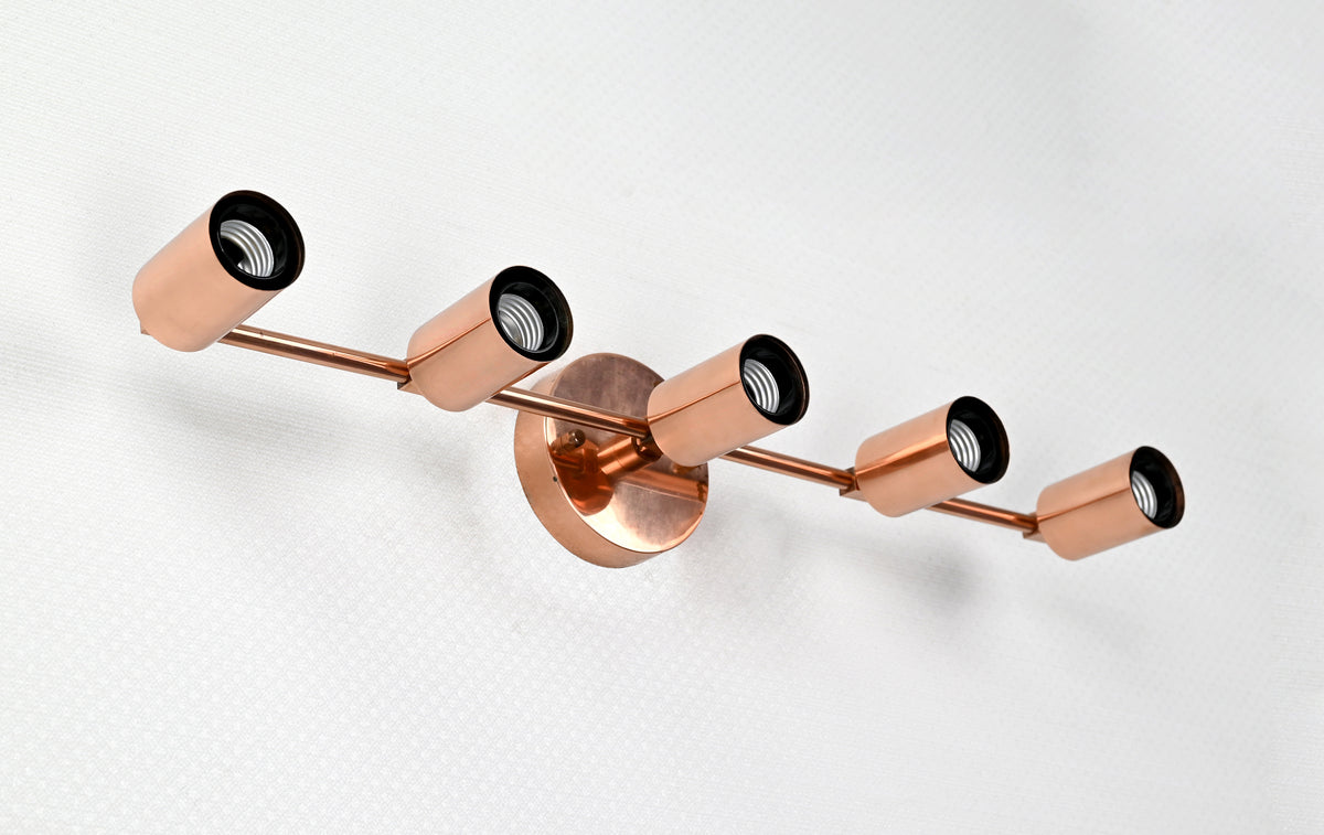 Modern Linear Brass Wall Sconce | 5-Light Horizontal Fixture | Customizable Lighting Solution - 32559