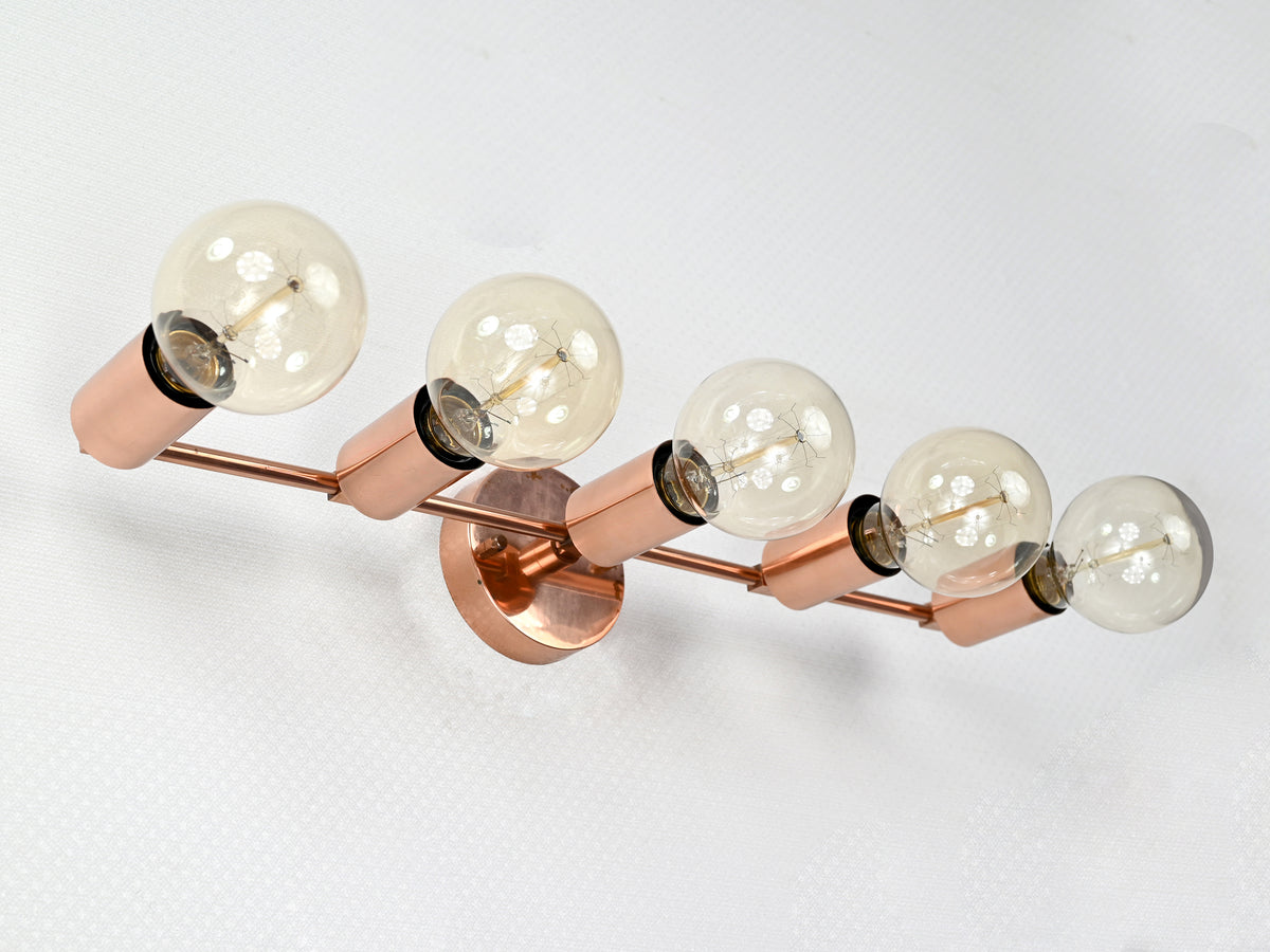 Modern Linear Brass Wall Sconce | 5-Light Horizontal Fixture | Customizable Lighting Solution - 32559