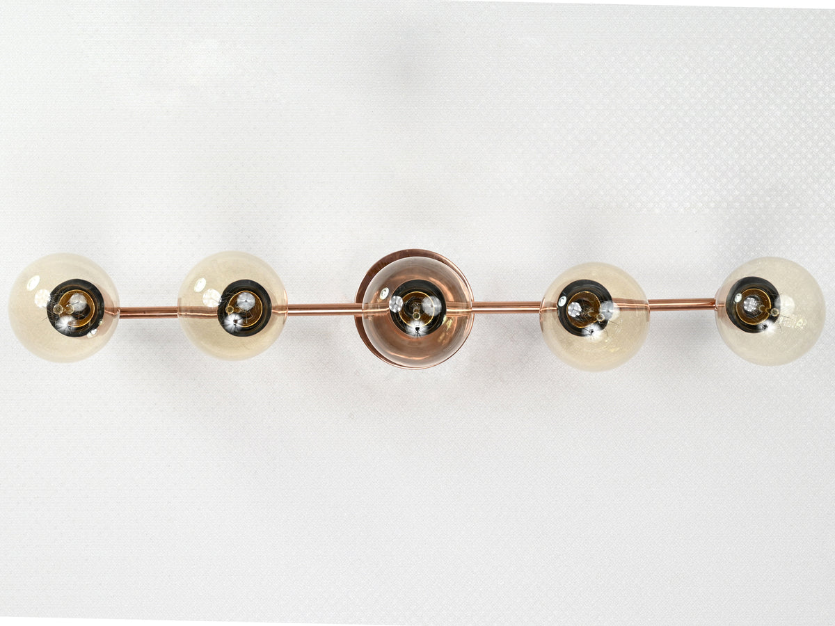 Modern Linear Brass Wall Sconce | 5-Light Horizontal Fixture | Customizable Lighting Solution - 32559