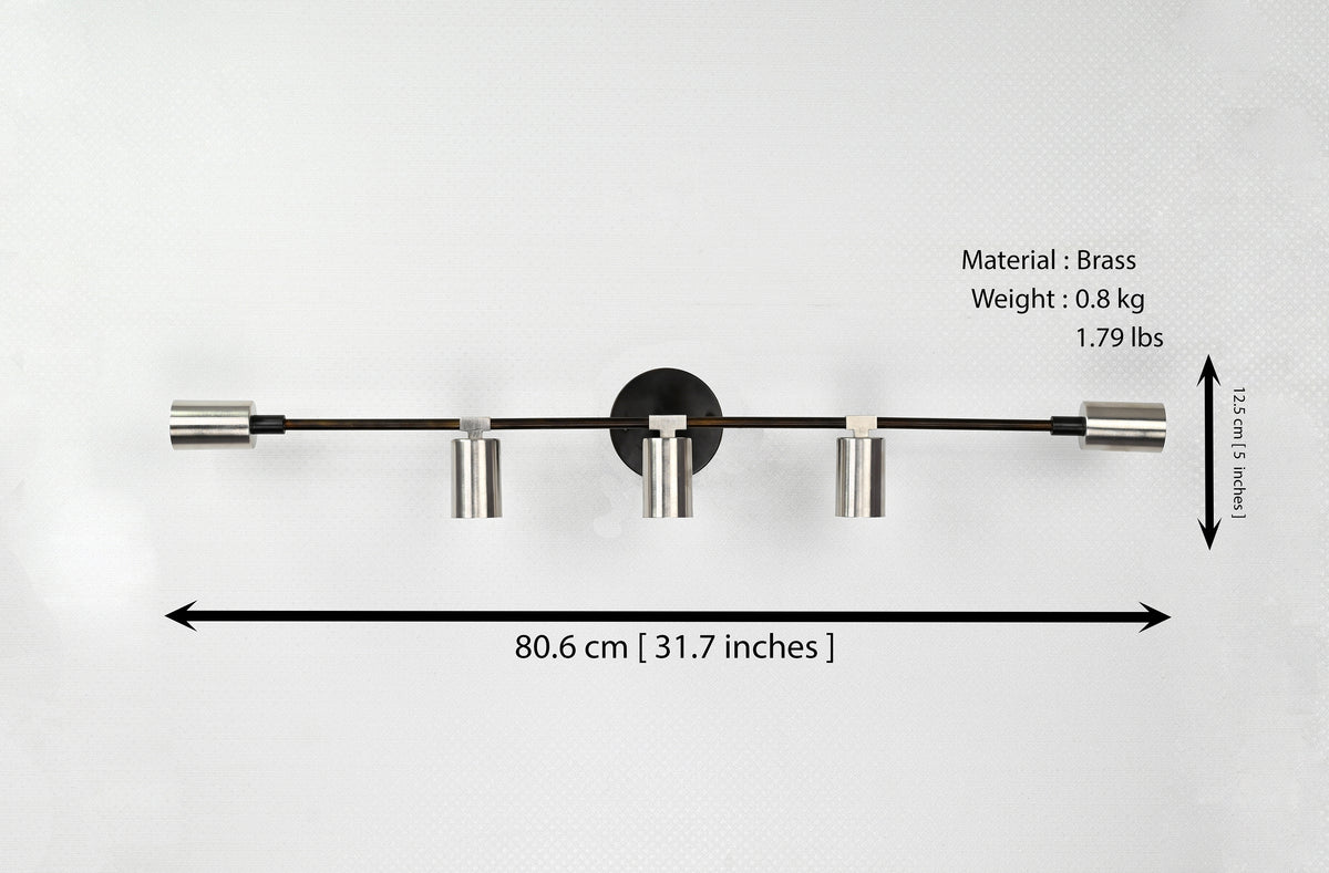 Mid-Century Modern Brass Wall Sconce | 5-Light Adjustable Bar Fixture | Customizable Accent Light - 32560