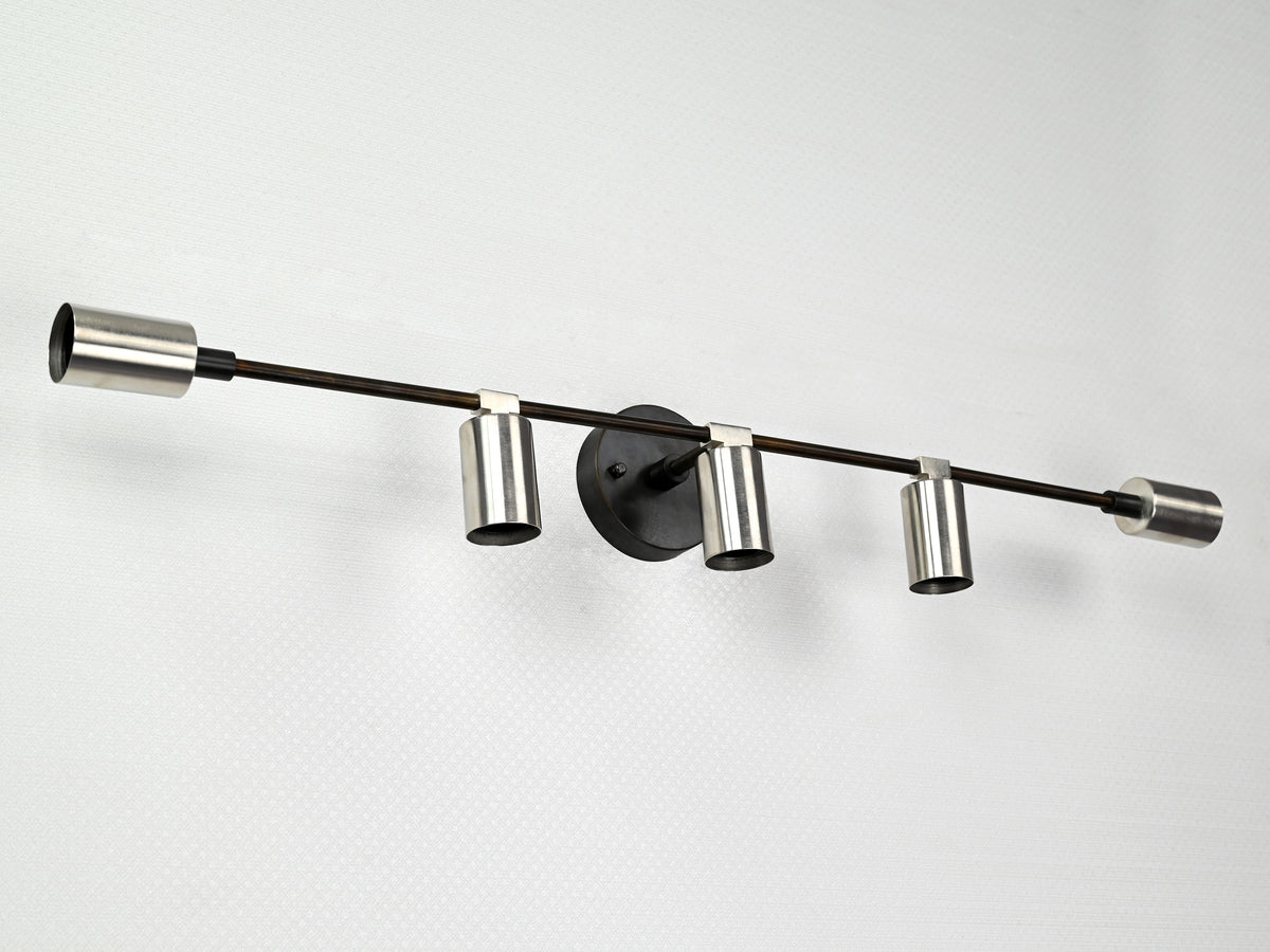 Mid-Century Modern Brass Wall Sconce | 5-Light Adjustable Bar Fixture | Customizable Accent Light - 32560