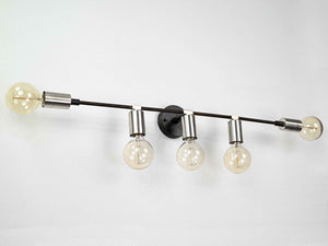 Mid-Century Modern Brass Wall Sconce | 5-Light Adjustable Bar Fixture | Customizable Accent Light - 32560