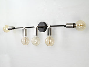 5 Light Large Bare Bulb Wall Fixture, Brass Wall Sconce - 32560