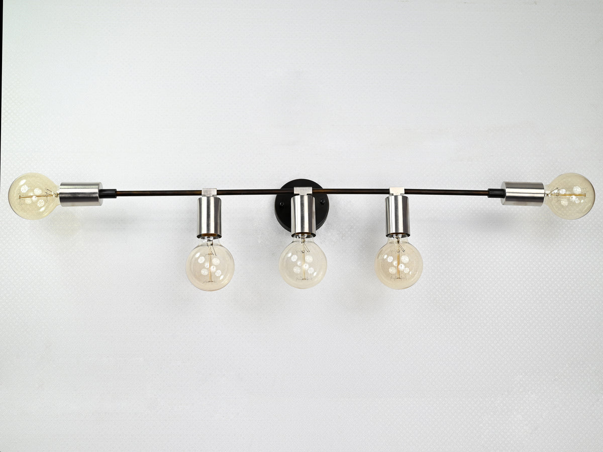 Mid-Century Modern Brass Wall Sconce | 5-Light Adjustable Bar Fixture | Customizable Accent Light - 32560