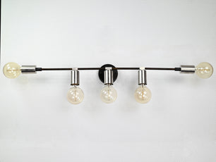 5 Light Large Bare Bulb Wall Fixture, Brass Wall Sconce - 32560