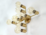 Mid-Century Modern Starburst Brass Wall Sconce | 9-Light Customizable Fixture for Home Interiors - 32561
