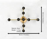 Mid-Century Modern Starburst Brass Wall Sconce | 9-Light Customizable Fixture for Home Interiors - 32561